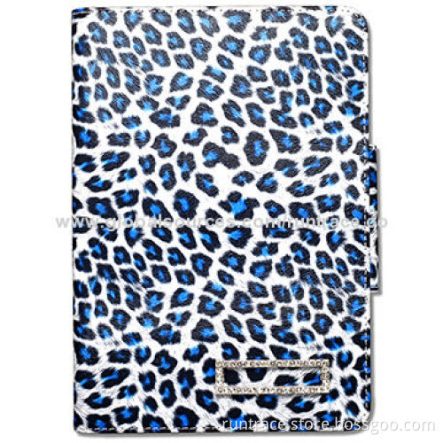 Air leopard pattern leather case for iPad, with chrome crystal logo, 2-angles stand function